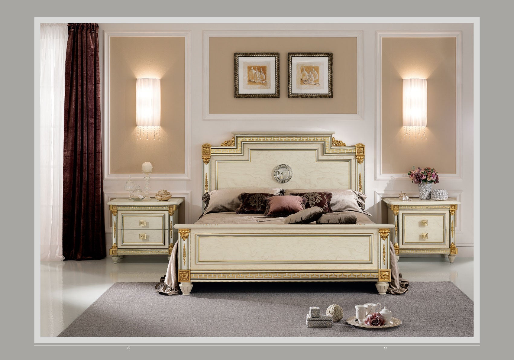 ESF Furniture - Arredoclassic Italy Liberty Euro 5 Piece Queen Bedroom Set - LIBERTYQBVDM-5SET