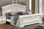 ESF Furniture - Aida 6 Piece King Panel Bedroom Set in White-Silver - AIDABEDKSWHITE-6SET
