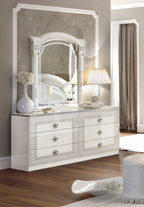 ESF Furniture - Aida 5 Piece Queen Panel Bedroom Set in White-Silver - AIDABEDQSWHITE-5SET