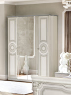 ESF Furniture - Aida 6 Piece Queen Panel Bedroom Set in White-Silver - AIDABEDQSWHITE-6SET