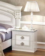 ESF Furniture - Aida 6 Piece King Panel Bedroom Set in White-Silver - AIDABEDKSWHITE-6SET