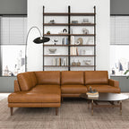 Corbin Left-Facing Tan Leather Sectional Sofa