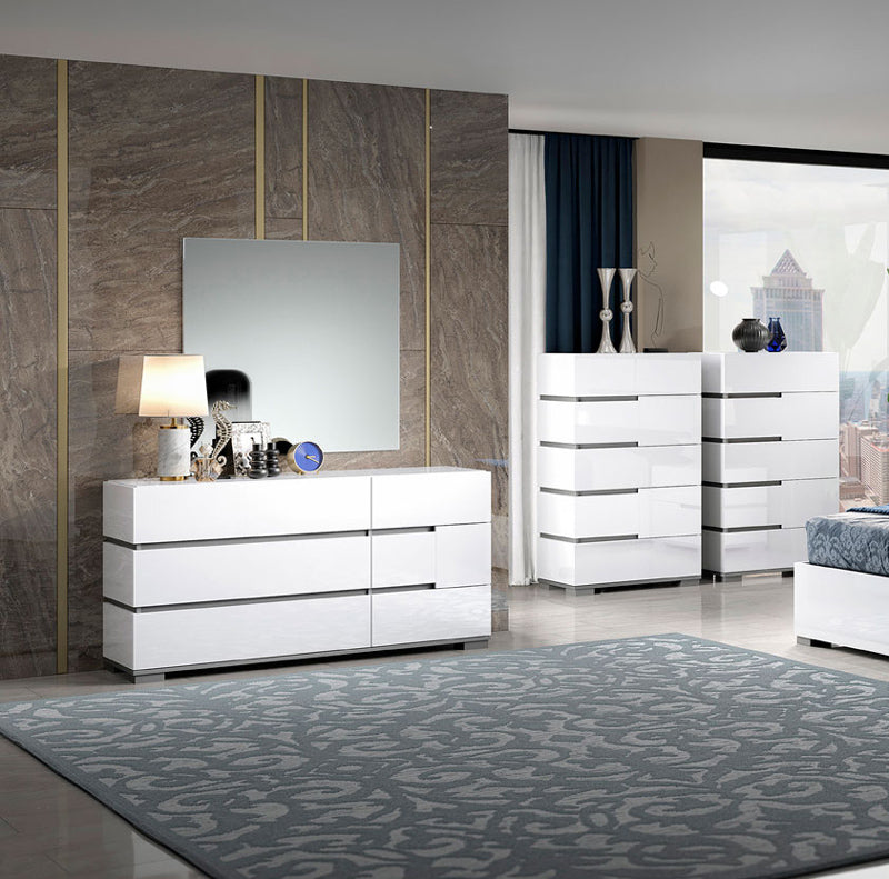 ESF Furniture - Athena 6 Piece Queen Bedroom Set in White - ATHENA-Q-6SET-WHT