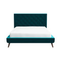 Dillon Teal Velvet Platform Bed(Queen Size)