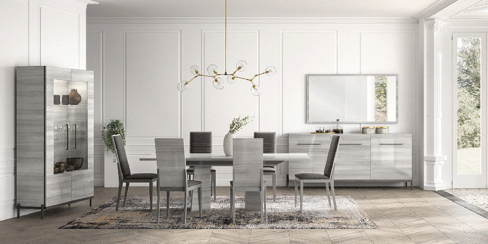 ESF Furniture - Mia 11 Piece Dining Room Set in Silver Grey - MIATABLE-11SET