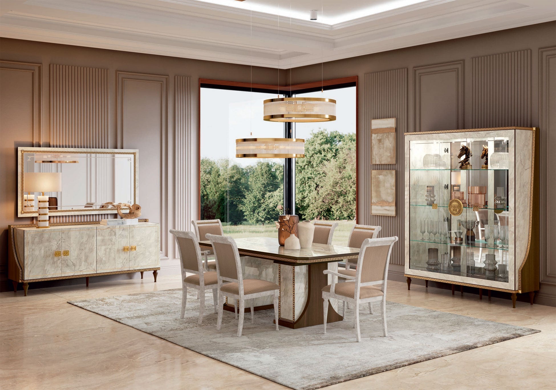 ESF Furniture - Romantica 4 Doors Buffet in Walnut - ROMA-BUFFET