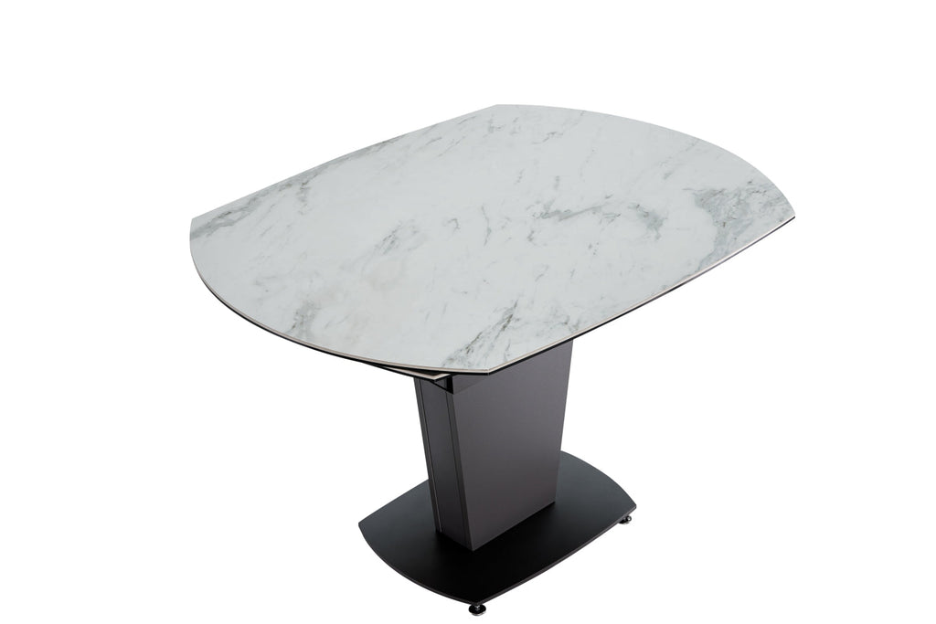 ESF Furniture - Extravaganza 2417 Marble Table White with 3405 White Chairs - 2417-3405-4CHAIR