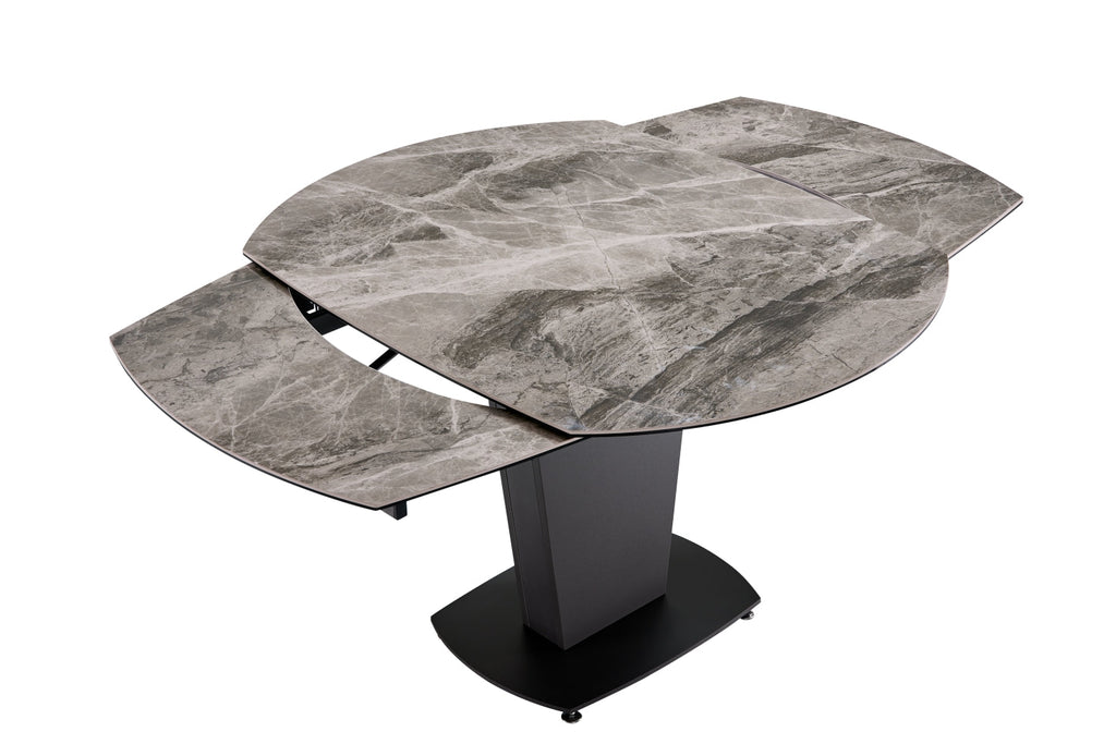 ESF Furniture - Extravaganza 2417 Marble Table Grey Taupe with 3405 Chairs Beige - 2417-3405BEIGE-4CHAIR