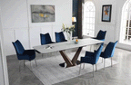 ESF Furniture - 9188 Dining Table with 1218 Swivel Blue Chairs - 9188-1218-4BLUECHAIR