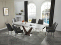 ESF Furniture - 9188 Dining Table with 1218 Swivel Dark Grey Chairs - 9188-1218-8GREYCHAIR
