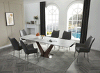 ESF Furniture - 9188 Dining Table with 1218 Swivel Dark Grey Chairs - 9188-1218-8GREYCHAIR