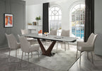 ESF Furniture - 9188 Dining Table with 1218 Swivel Grey Taupe Chairs - 9188-1218-7SET