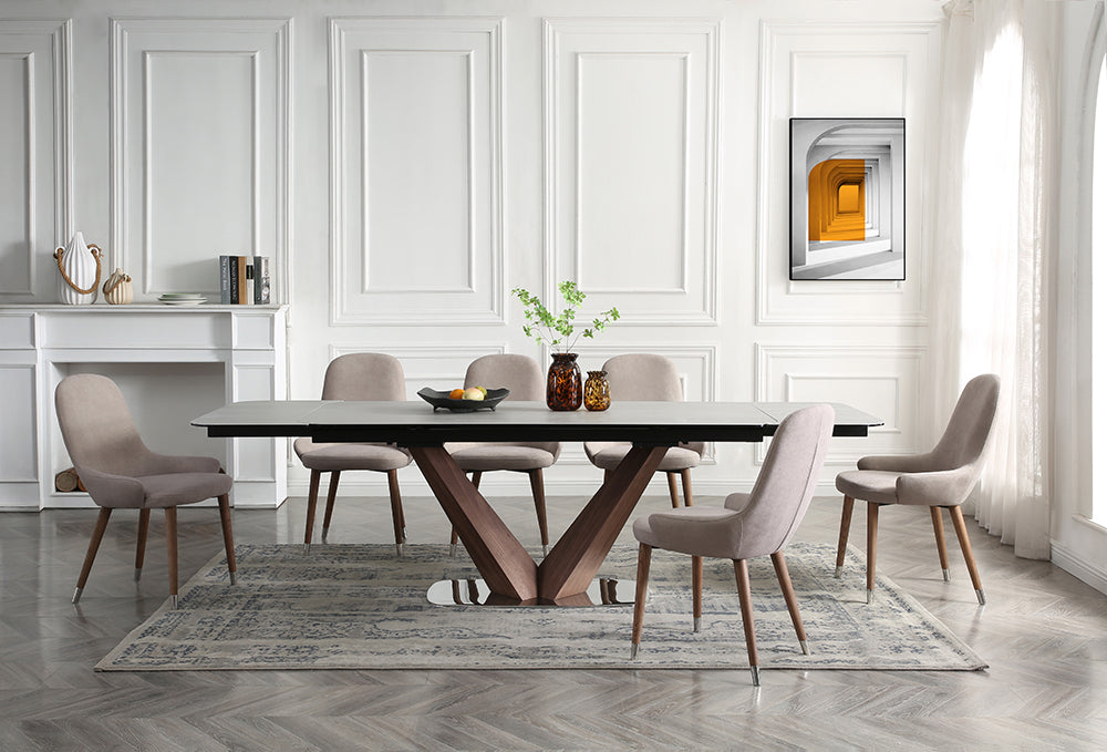 ESF Furniture - 9188 Dining Table with 1287 Dining Chairs - 9188-1287-5SET