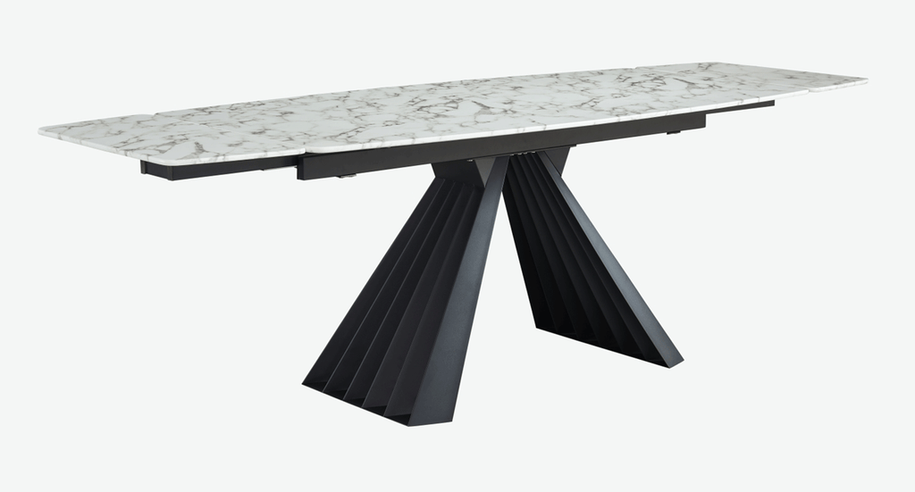 ESF Furniture - Extravaganza 152 Marble Dining Table with 196 Grey Chairs - 152DININGTABLE-196-6CHAIR