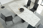 ESF Furniture - Extravaganza 152 Marble Dining Table with 196 Grey Chairs - 152DININGTABLE-196-6CHAIR