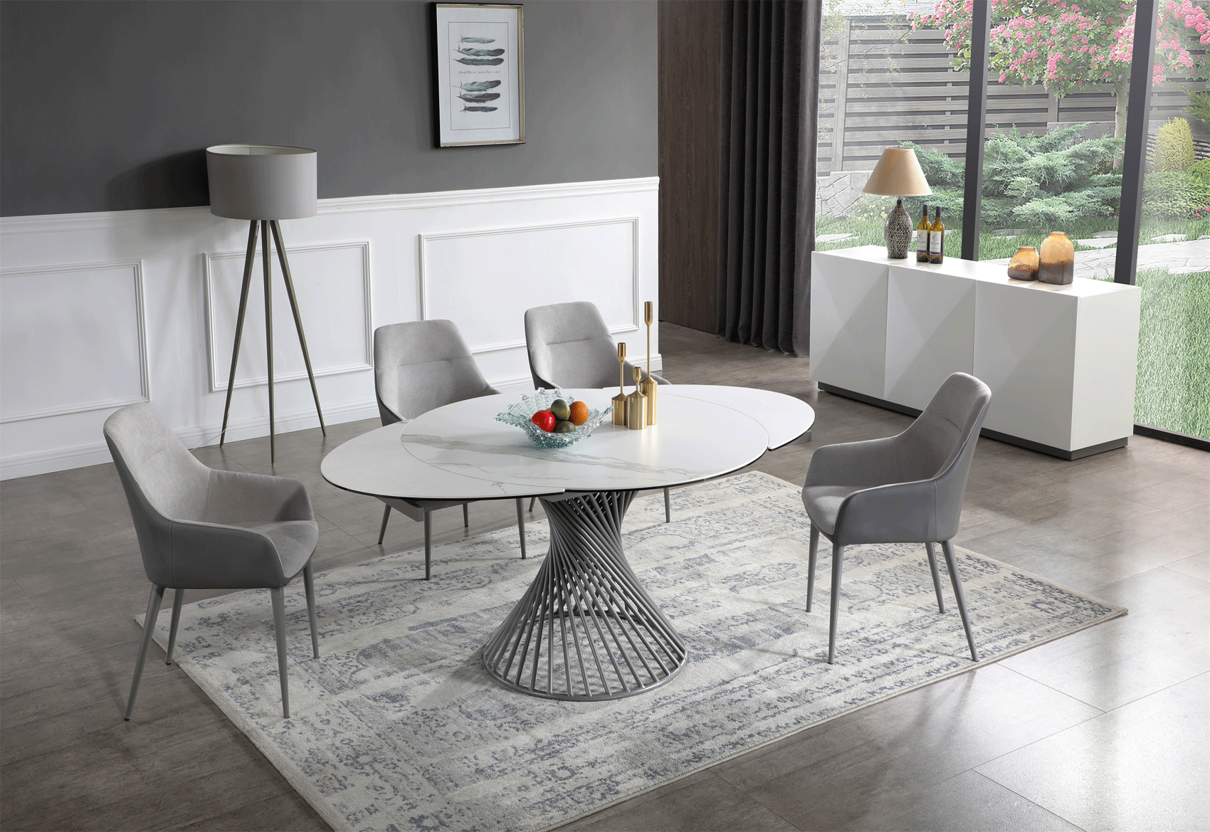 ESF Furniture - Extravaganza 9034 Dining Table with 1254 Chairs - 9034-1254-4CHAIR