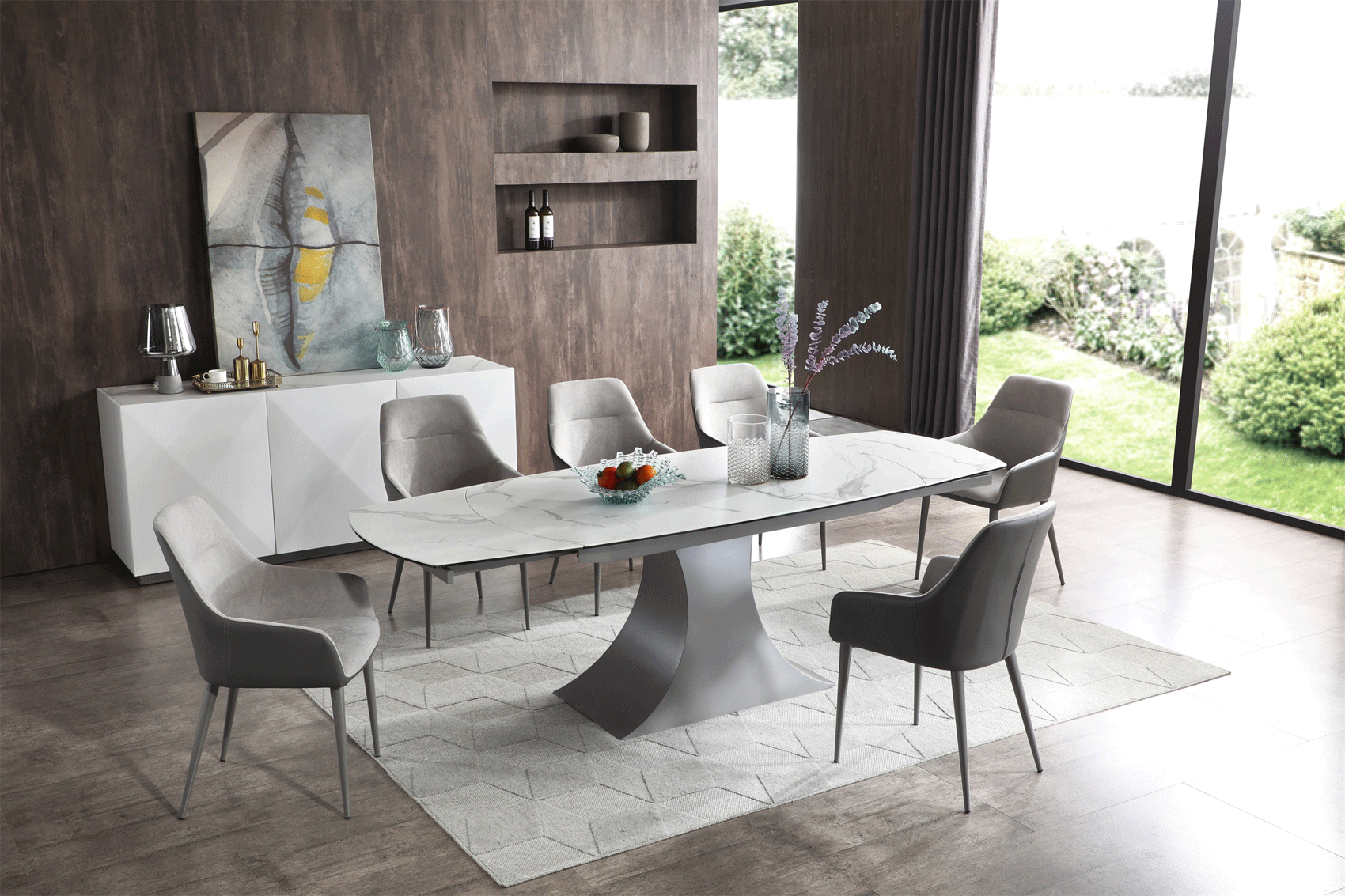 ESF Furniture - Extravaganza 9035 Dining Table in Mat/Shiny - 9035DININGTABLE
