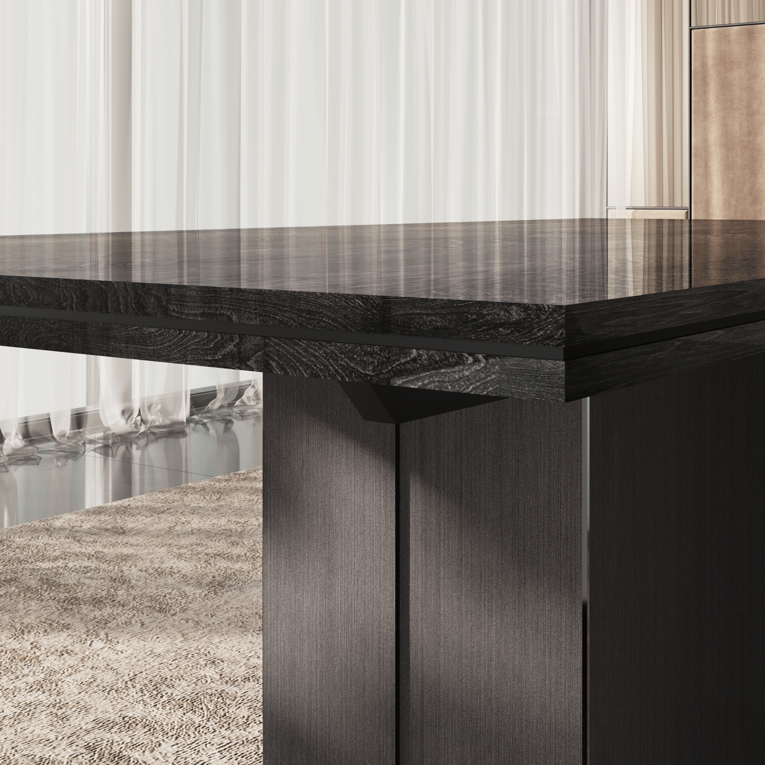 ESF Furniture - Krystal Dining Table w/17.7" Extension in Medblu - KRYSTAL-DT