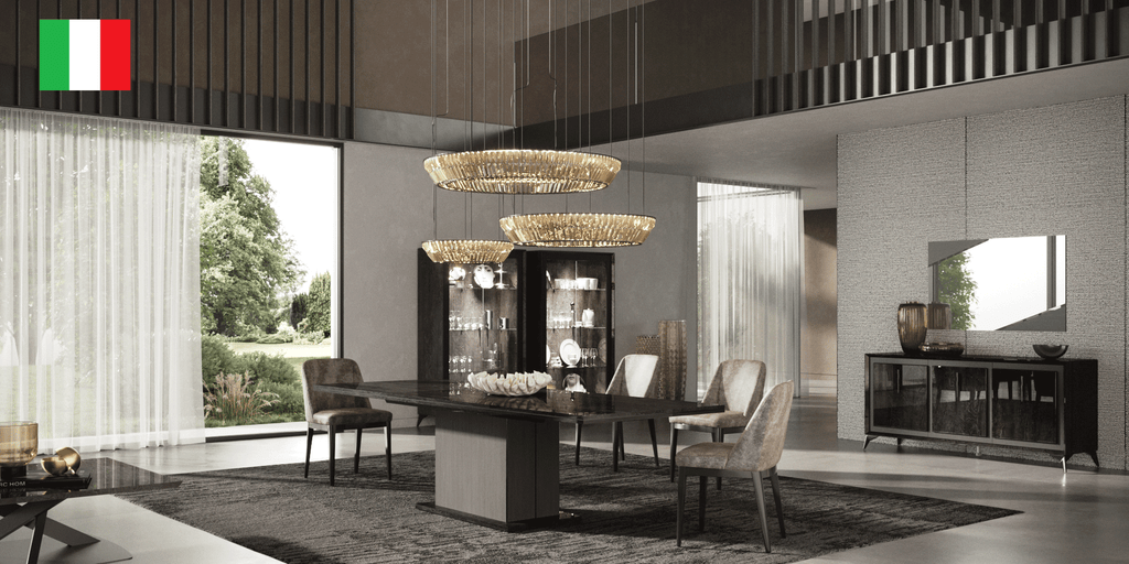 ESF Furniture - Krystal 7 Piece Dining Table Set in Medblu - KRYSTAL-DT-7SET