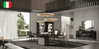 ESF Furniture - Krystal 7 Piece Dining Table Set in Medblu - KRYSTAL-DT-7SET