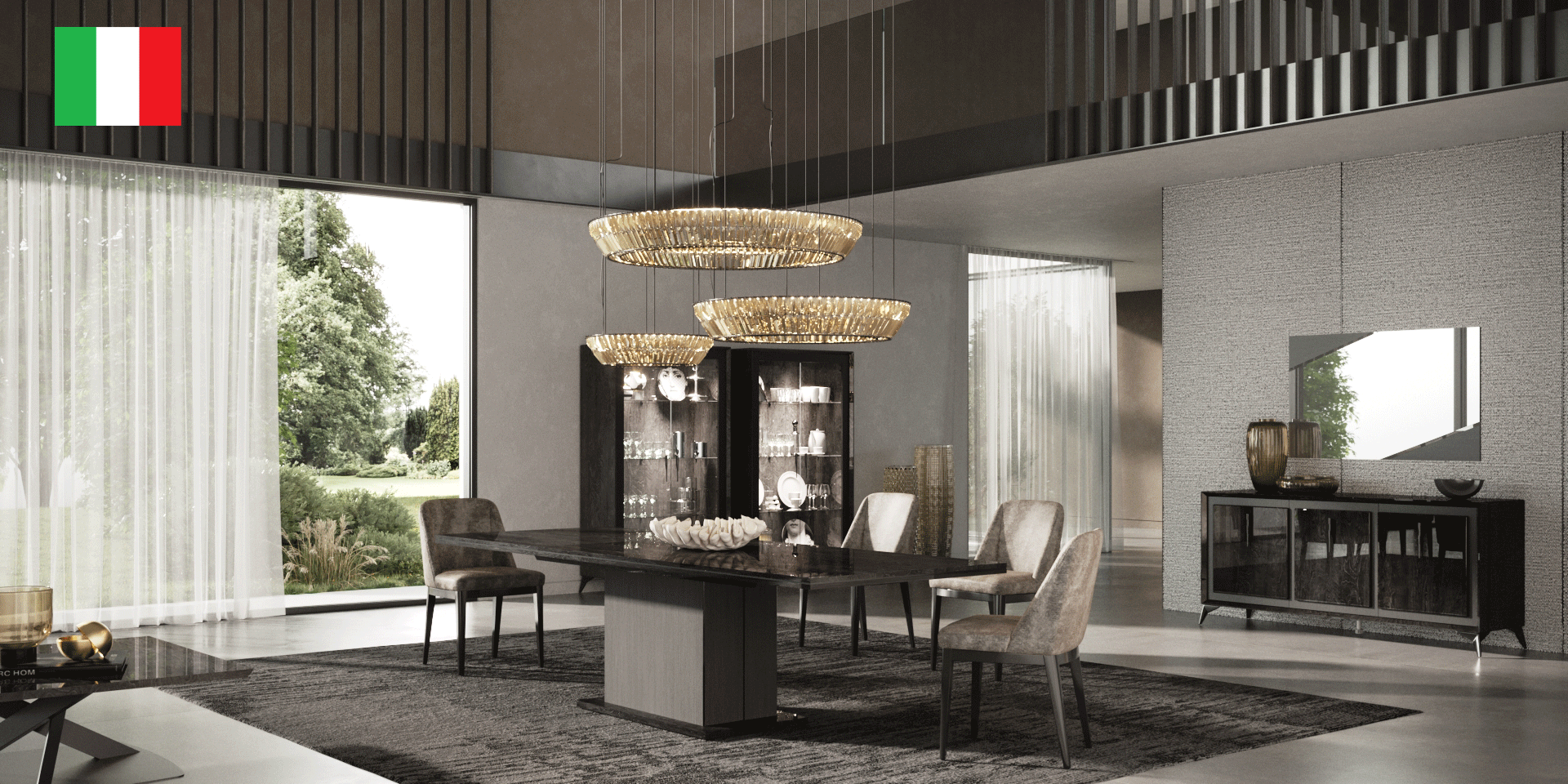 ESF Furniture - Krystal 10 Piece Dining Table Set in Medblu - KRYSTAL-DT-10SET