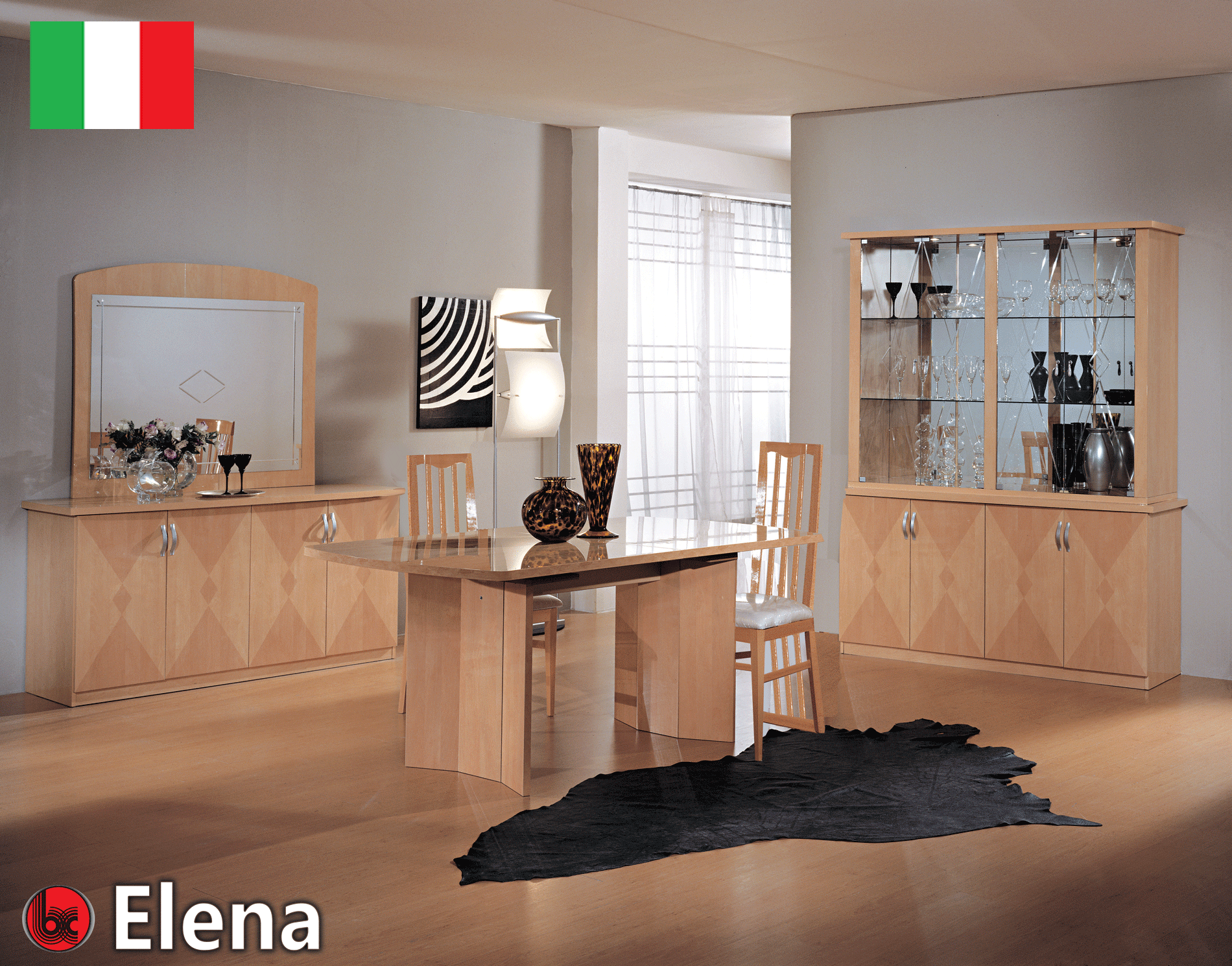ESF Furniture - Elena 7 Piece Dining Table Set in Shiny - ELENA-DT-7SET