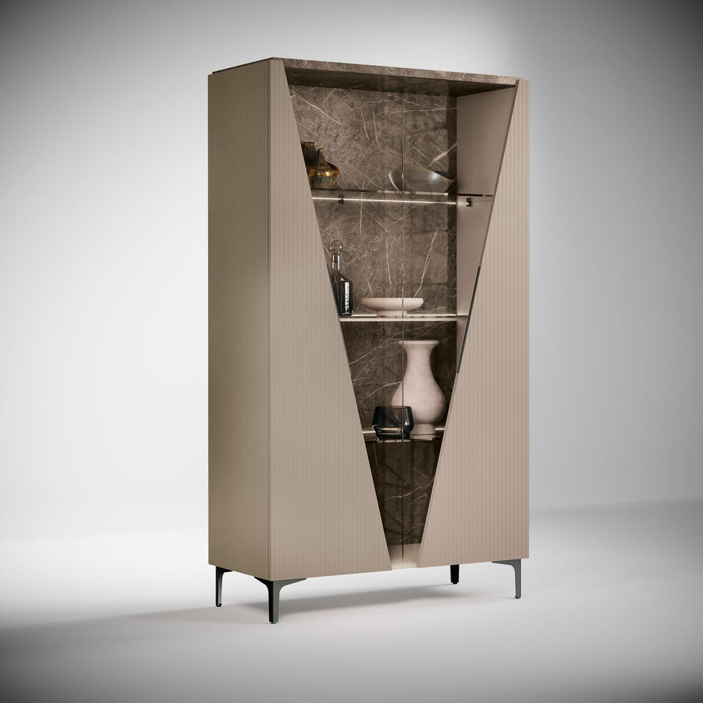 ESF Furniture - Fidia 2 Door Vitrine in High Gloss Lacquer - FIDIA-VITRINE