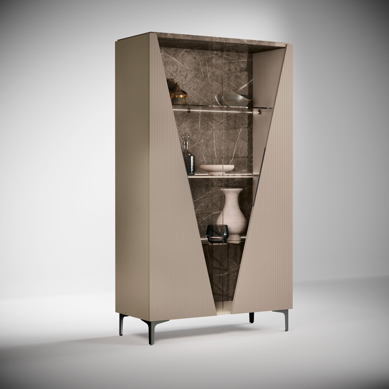 ESF Furniture - Fidia 2 Door Vitrine in High Gloss Lacquer - FIDIA-VITRINE