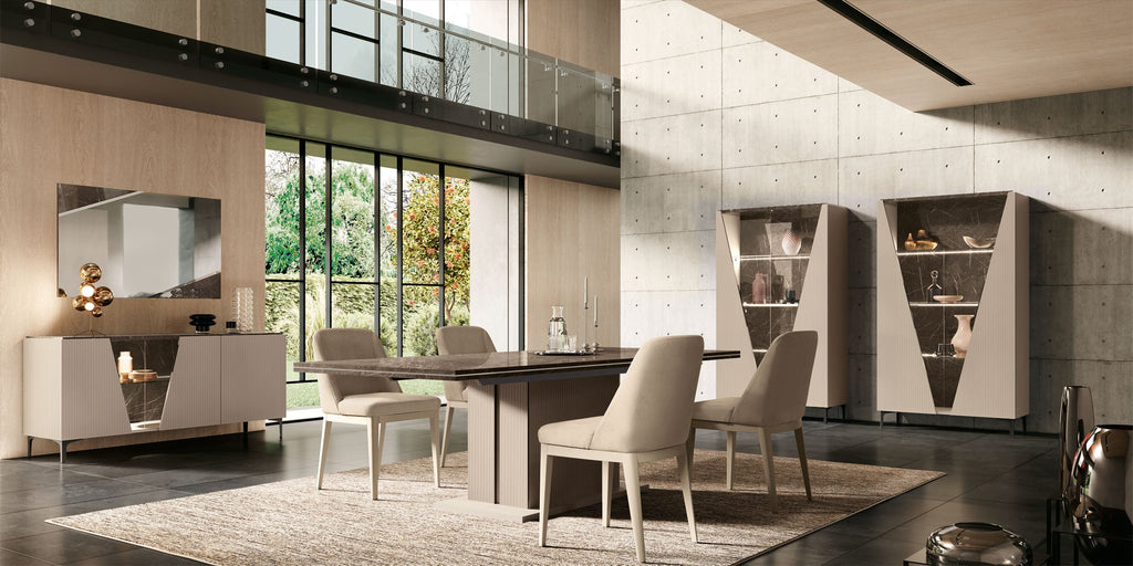 ESF Furniture - Fidia 7 Piece Dining Table Set in High Gloss Lacquer - FIDIA-DT-7SET