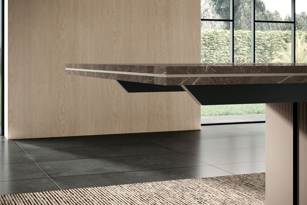 ESF Furniture - Fidia Dining Table w/ 17.7" Extension in High Gloss Lacquer - FIDIA-DT