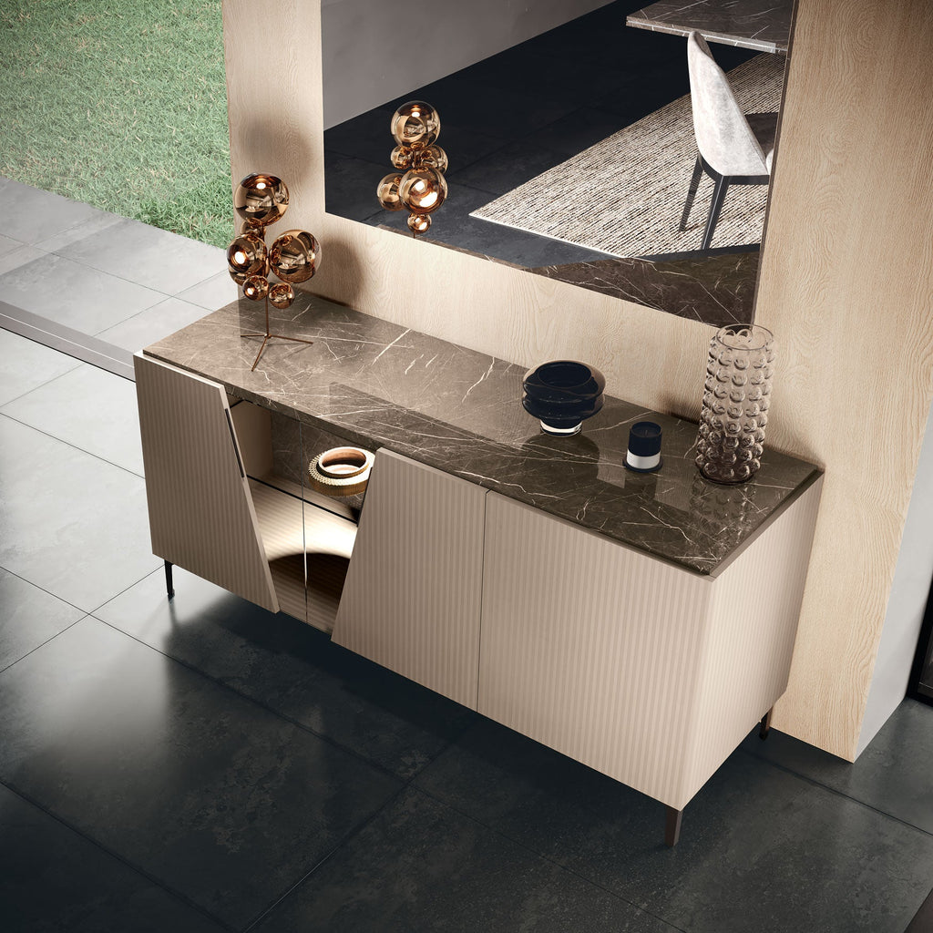 ESF Furniture - Fidia 3 Door Buffet wih Mirror in High Gloss Lacquer - FIDIA-BM