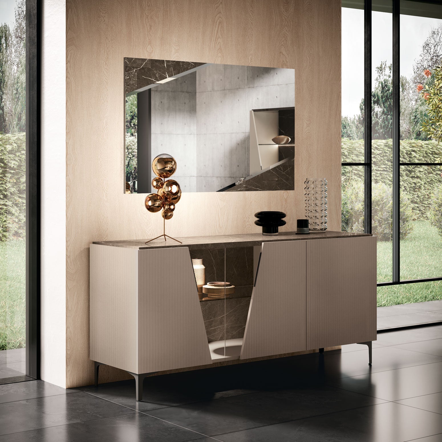 ESF Furniture - Fidia 10 Piece Dining Table Set in High Gloss Lacquer - FIDIA-DT-10SET