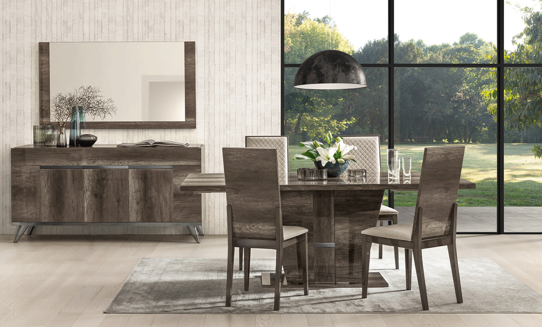 ESF Furniture - Medea 7 Piece Dining Table Set in Oak - MEDEA-7SET