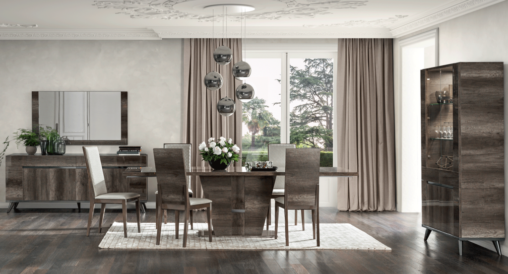 ESF Furniture - Medea 10 Piece Dining Table Set in Oak - MEDEA-10SET-6CHAIR