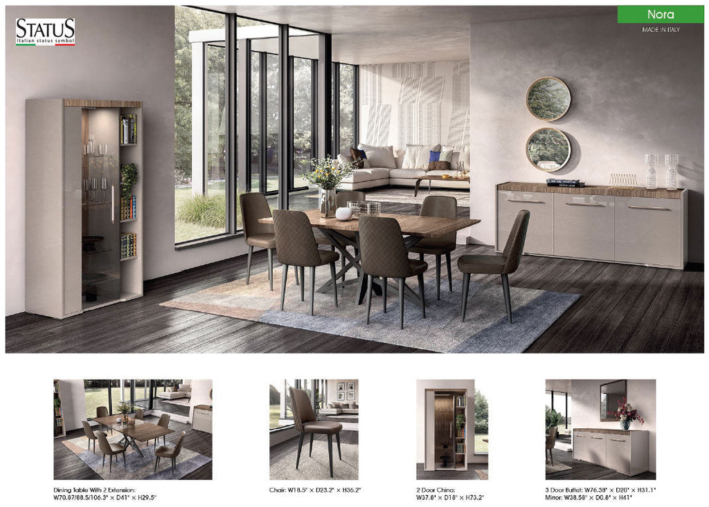 ESF Furniture - Nora 7 Piece Dining Table Set in High Gloss Lacquer - NORA-DT-7SET