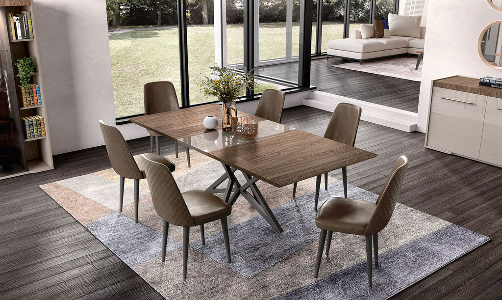 ESF Furniture - Nora 7 Piece Dining Table Set in High Gloss Lacquer - NORA-DT-7SET