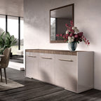 ESF Furniture - Nora 3 Door Buffet with Mirror in High Gloss Lacquer - NORA-BM
