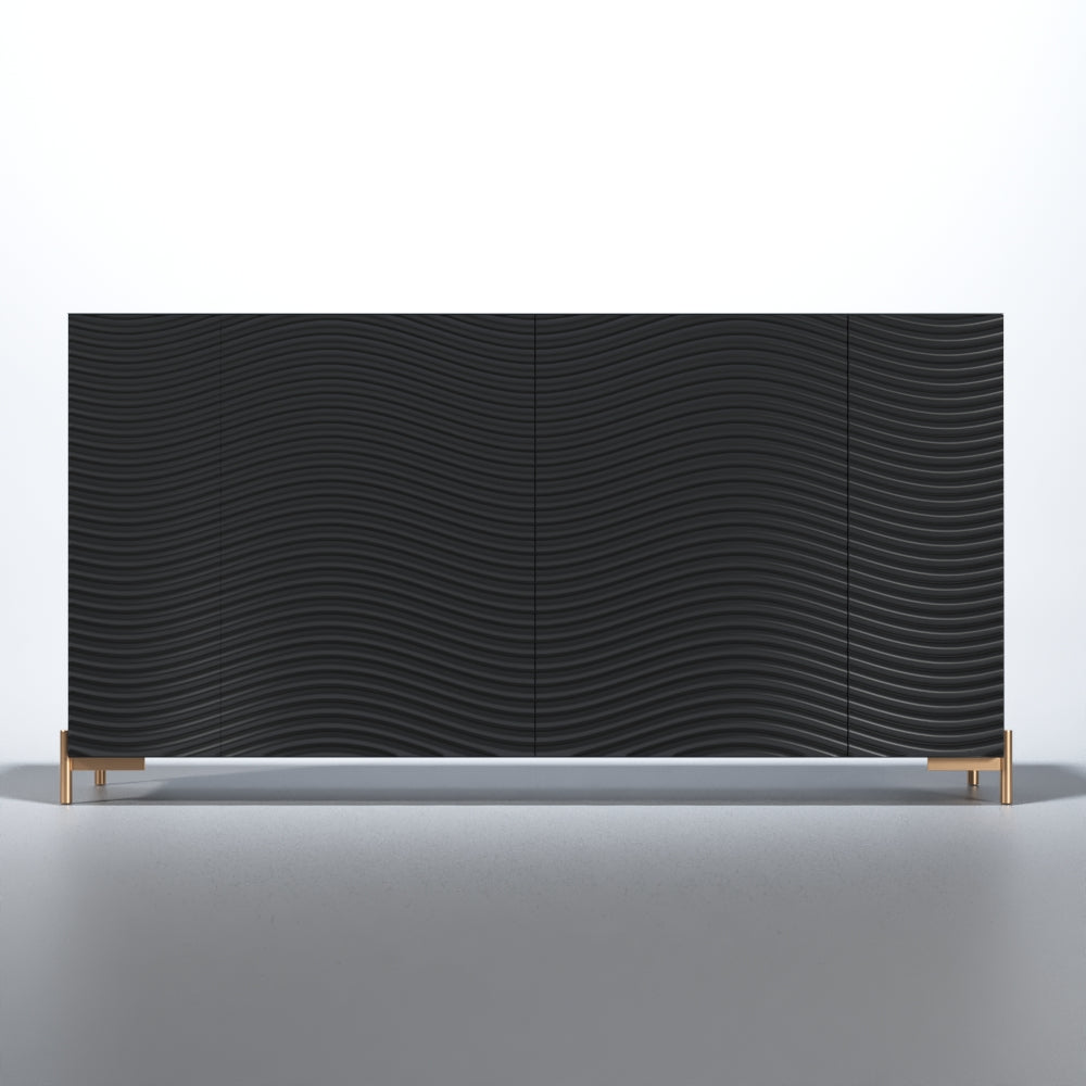 ESF Furniture - Wave 4 Door Buffet in Matt Gold - WAVEBUFFETGREY