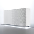 ESF Furniture - Wave 4 Door Buffet with Light in White Matt - WAVEBUFFETWHITE