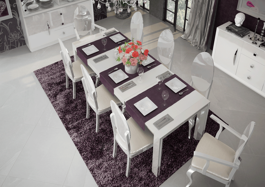 ESF Furniture - Carmen White Dining Table with Extension - CARMENTABLEWHITE