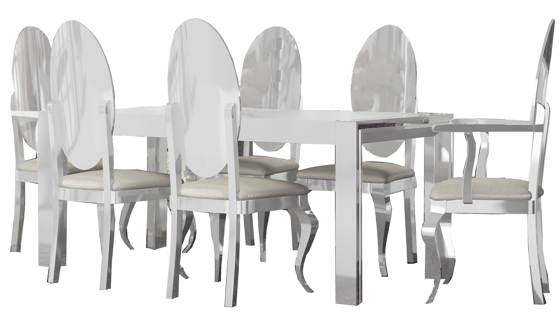 ESF Furniture - Carmen White Dining Table with Extension - CARMENTABLEWHITE