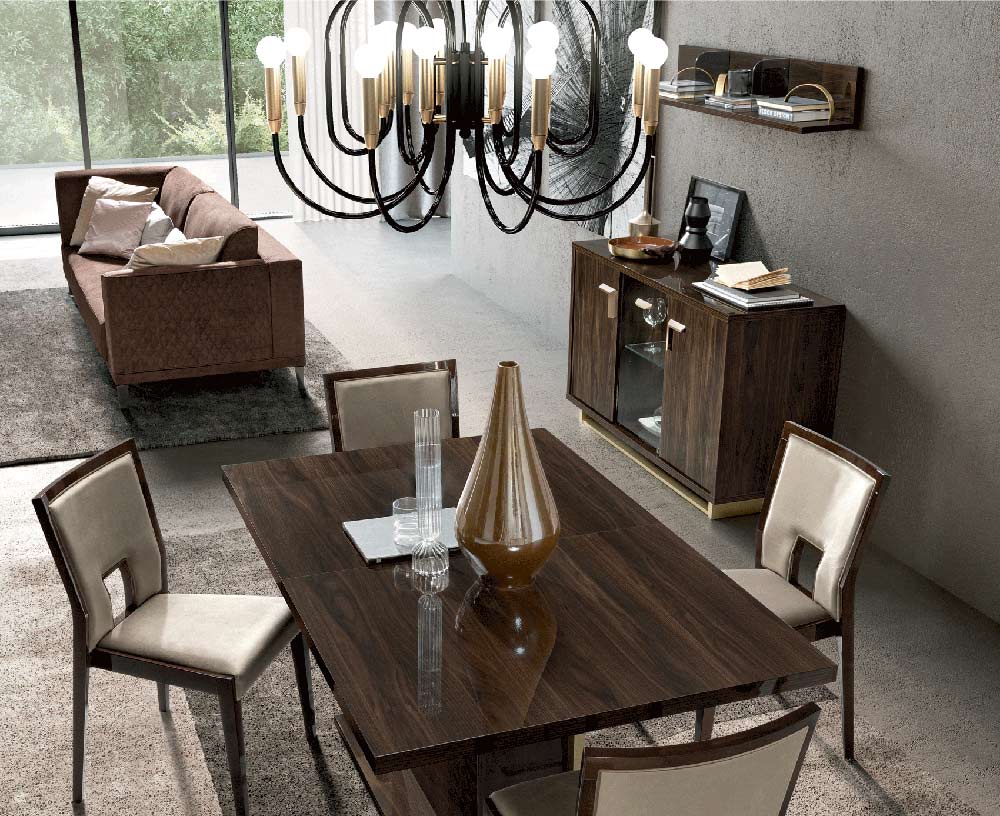 ESF Furniture - Volare 5 Piece Dining Room Set in Walnut - VOLARETABLE-5SET