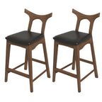 Dorane Solid Wood Frame Black Pu Leather Upholstered Bar Stool - Set of 2