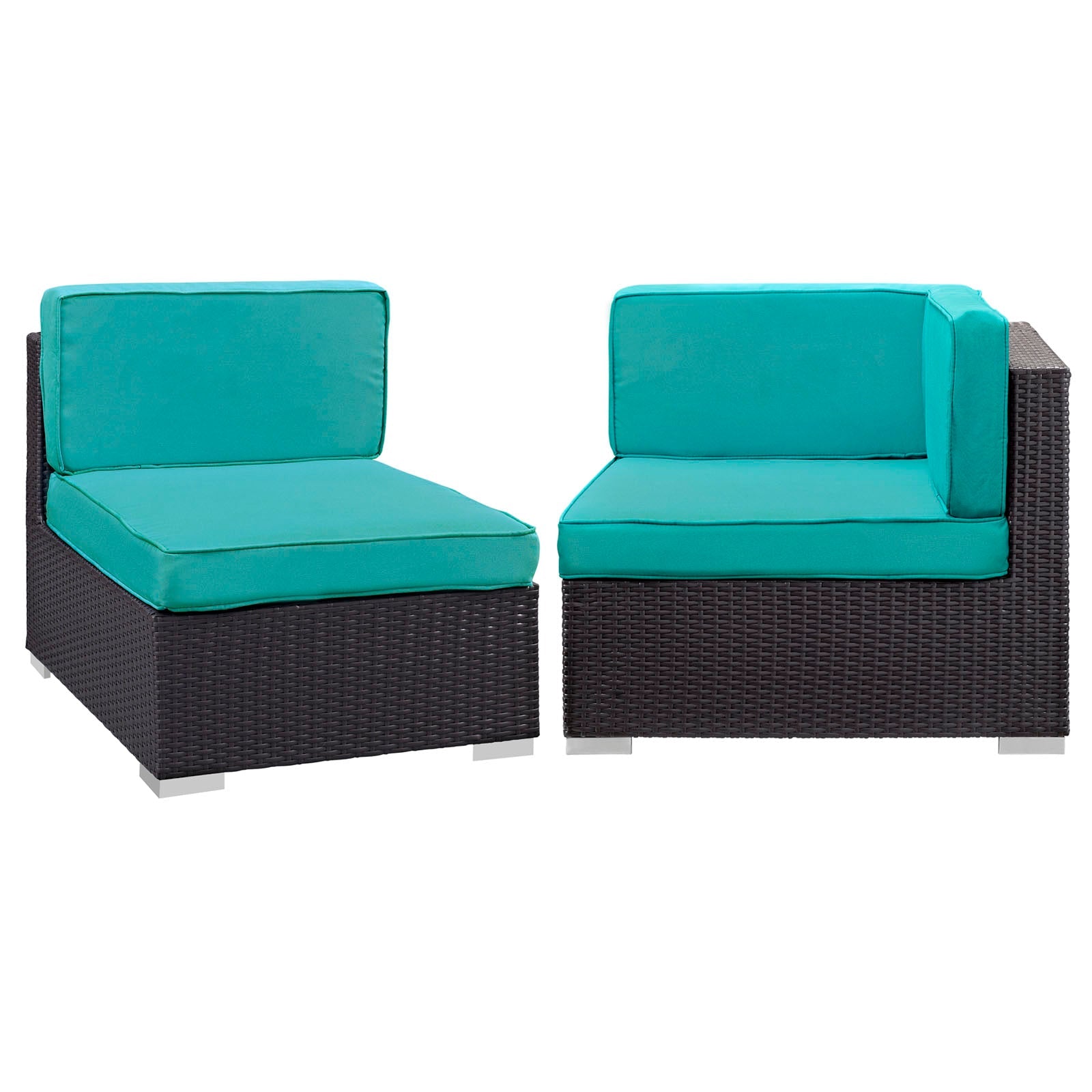 Gather Corner and Middle Outdoor Patio Sectional Set - EEI-1689-EXP-TRQ