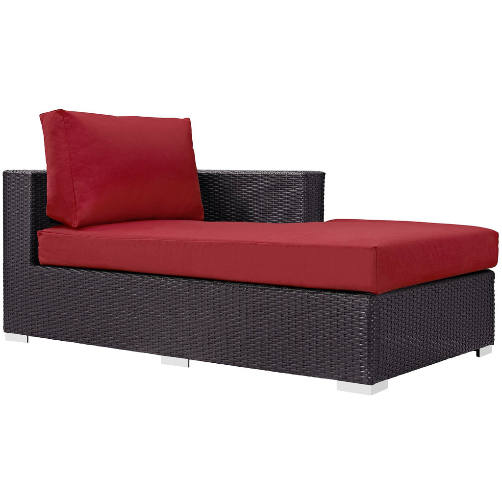 Convene Outdoor Patio Fabric Right Arm Chaise - EEI-1843-EXP-RED