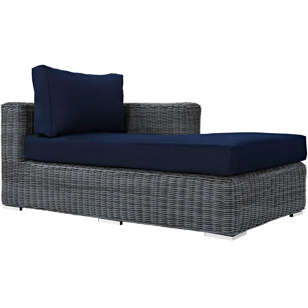 Summon Outdoor Patio Sunbrella® Right Arm Chaise - EEI-1873-GRY-NAV