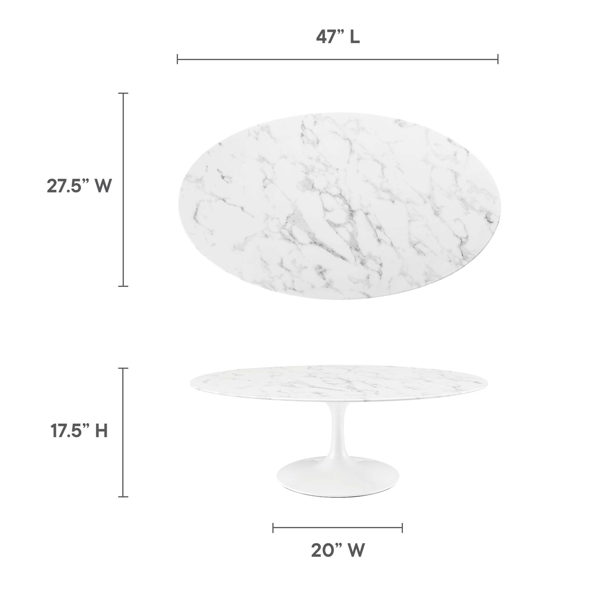 Lippa Oval Artificial Marble Coffee Table