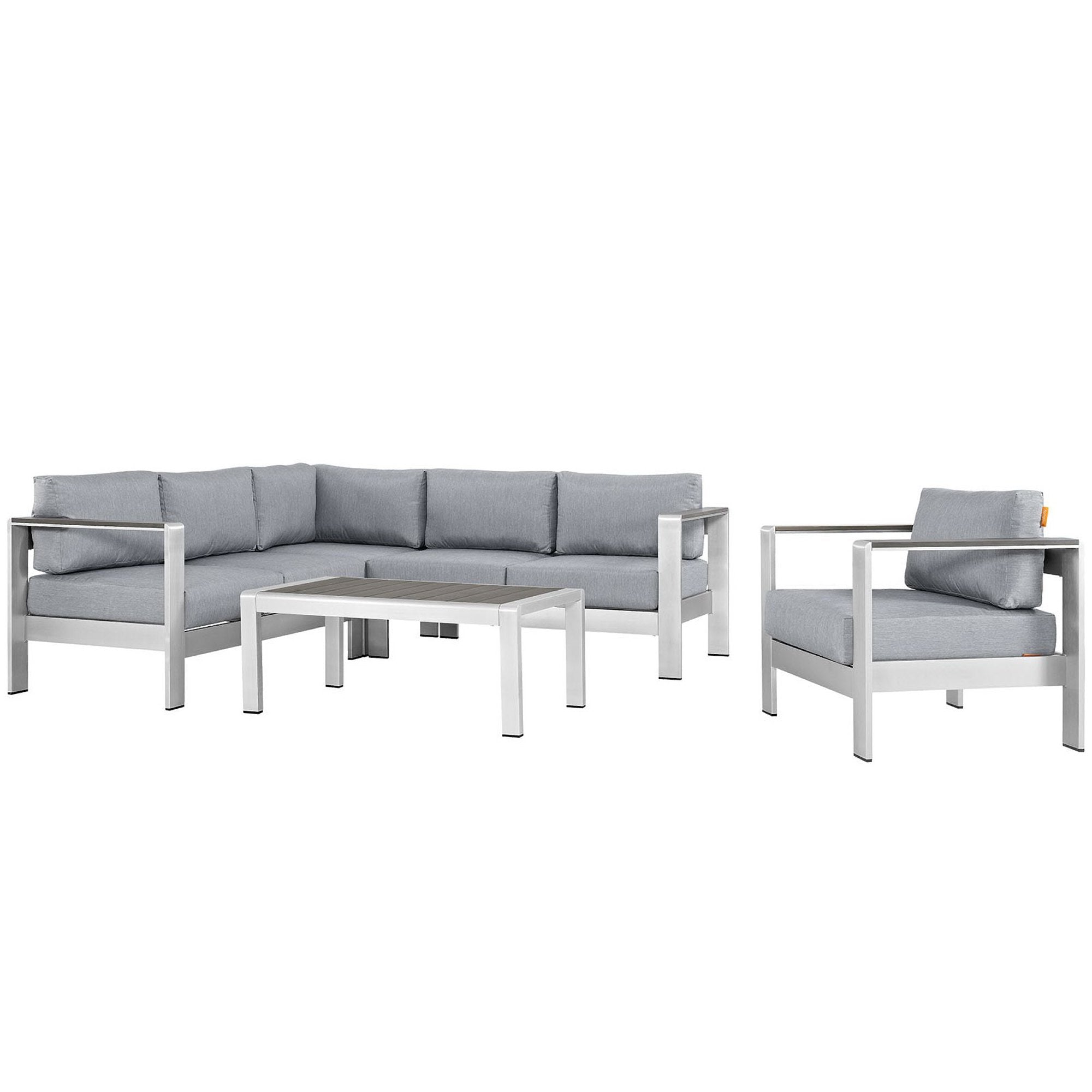 Shore 7 Piece Outdoor Aluminum Sectional Sofa Set