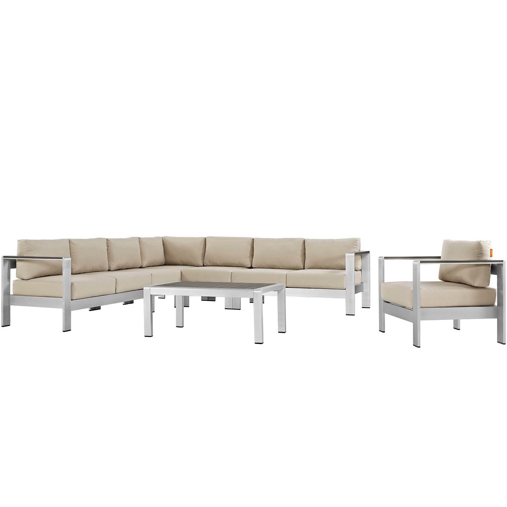 outdoor 7 Piece Outdoor Aluminum Sectional Sofa Set