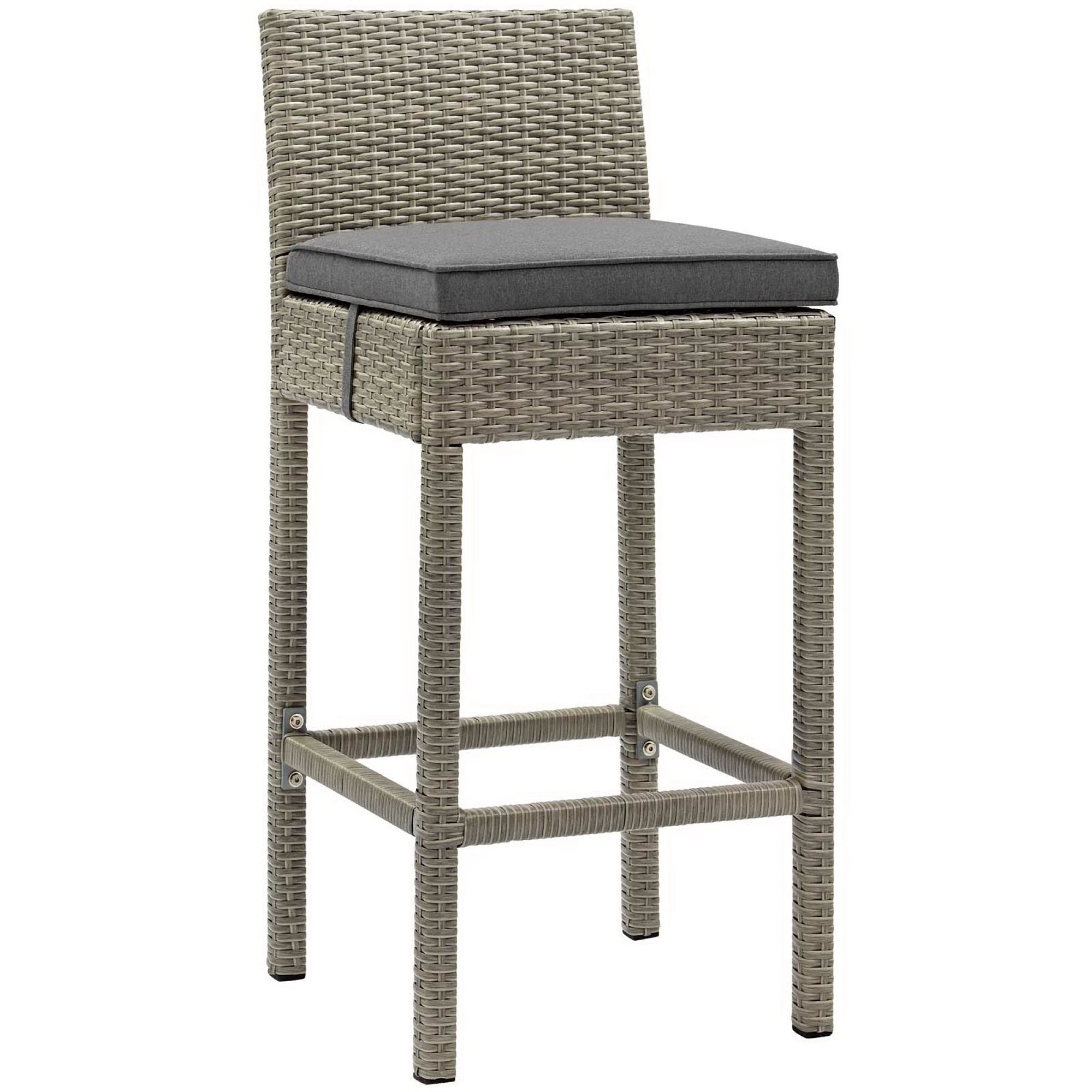Conduit Outdoor Wicker Rattan Bar Stool - EEI-2800-LGR-CHA